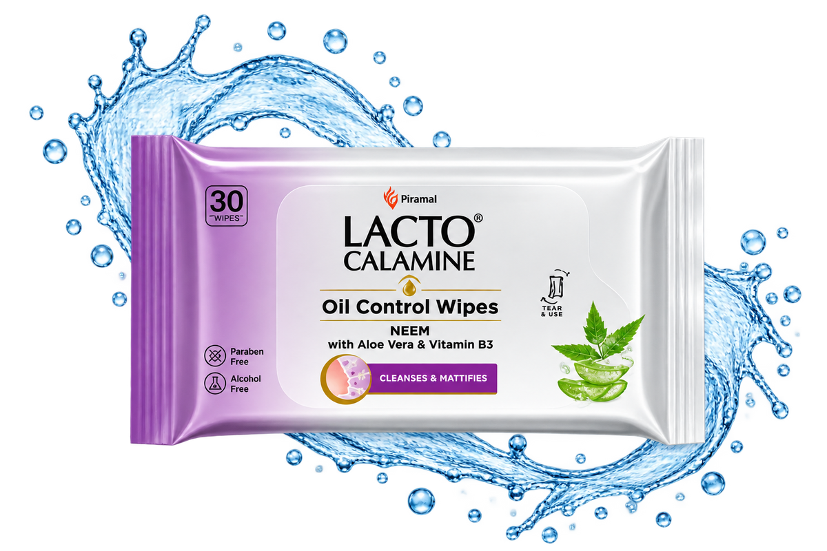 Lacto Calamine | Oil Control Face Wipes, Makeup Remover Wipes With Neem &amp; Aloe 30 Usable Wipes | 20 ml